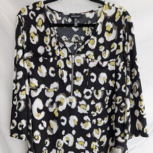 Ellen Tracy Blouse Black/Green Size XL $22.00